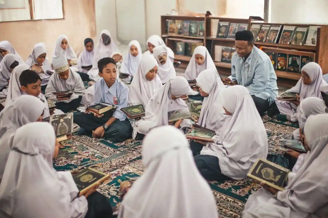 Siswa sekolah Islam tingkat SMP Jogja sedang belajar tahfidz Al-Quran
